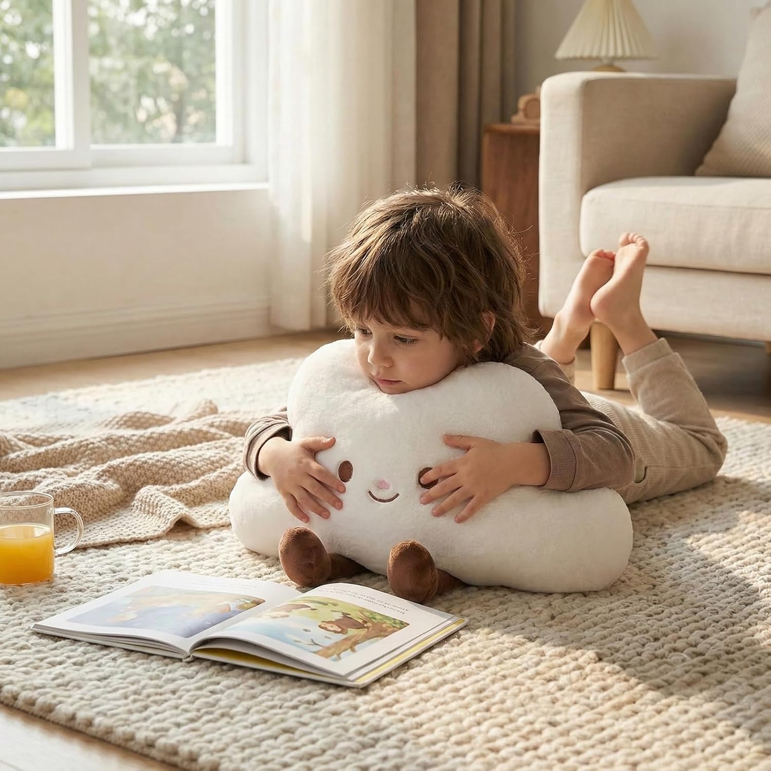 WEIGEDU Cloud Stuffed Animal Plush Toy Cute White Sky Pillow with Legs Soft Weather Theme Gift for Kids Baby Nursery Decor 12 Inch