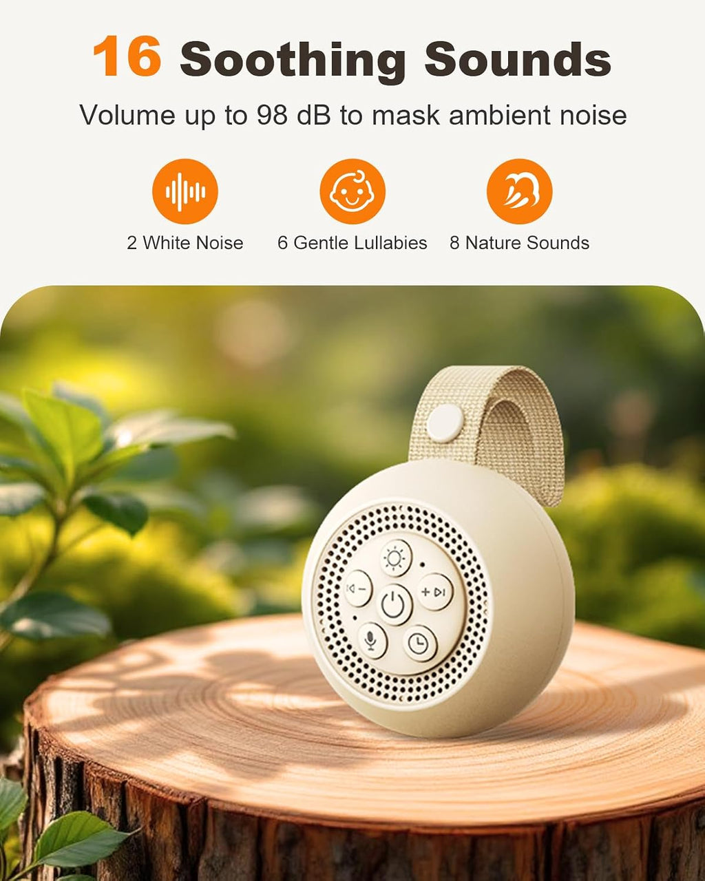 White Noise Sound Machine with Voice Recording, 16 Soothing Sounds Portable Noise Machine, Night Light, Timer, Rechargeable White Noise…