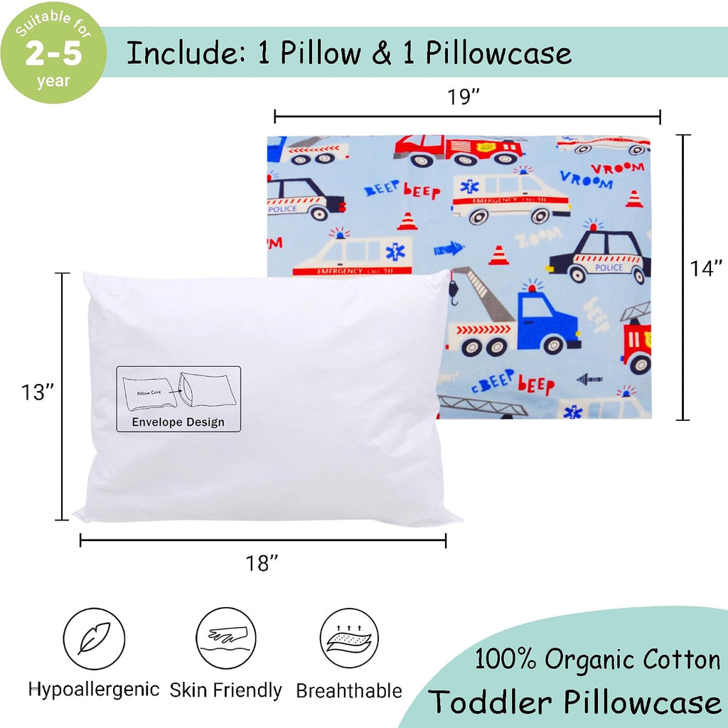 ZPECC-ABrandThatHasBeenFocusedOnBeddingFor20Years ZPECC Toddler Pillow with Pillowcase - 13x18 Organic Cotton Hypoallergenic Kids Pillow, B…