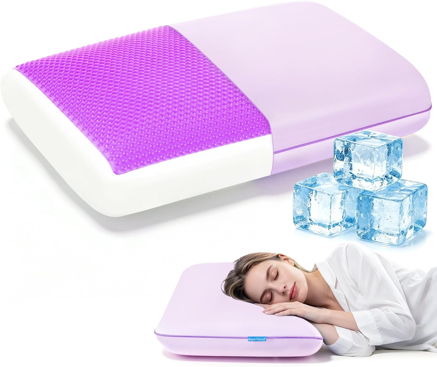 Royal Choice Cooling Gel Pillow for Hot Sleepers, Cold Memory Foam Pillows for Sleeping, Supportive Bed Pillow for Side Back&Stomach…