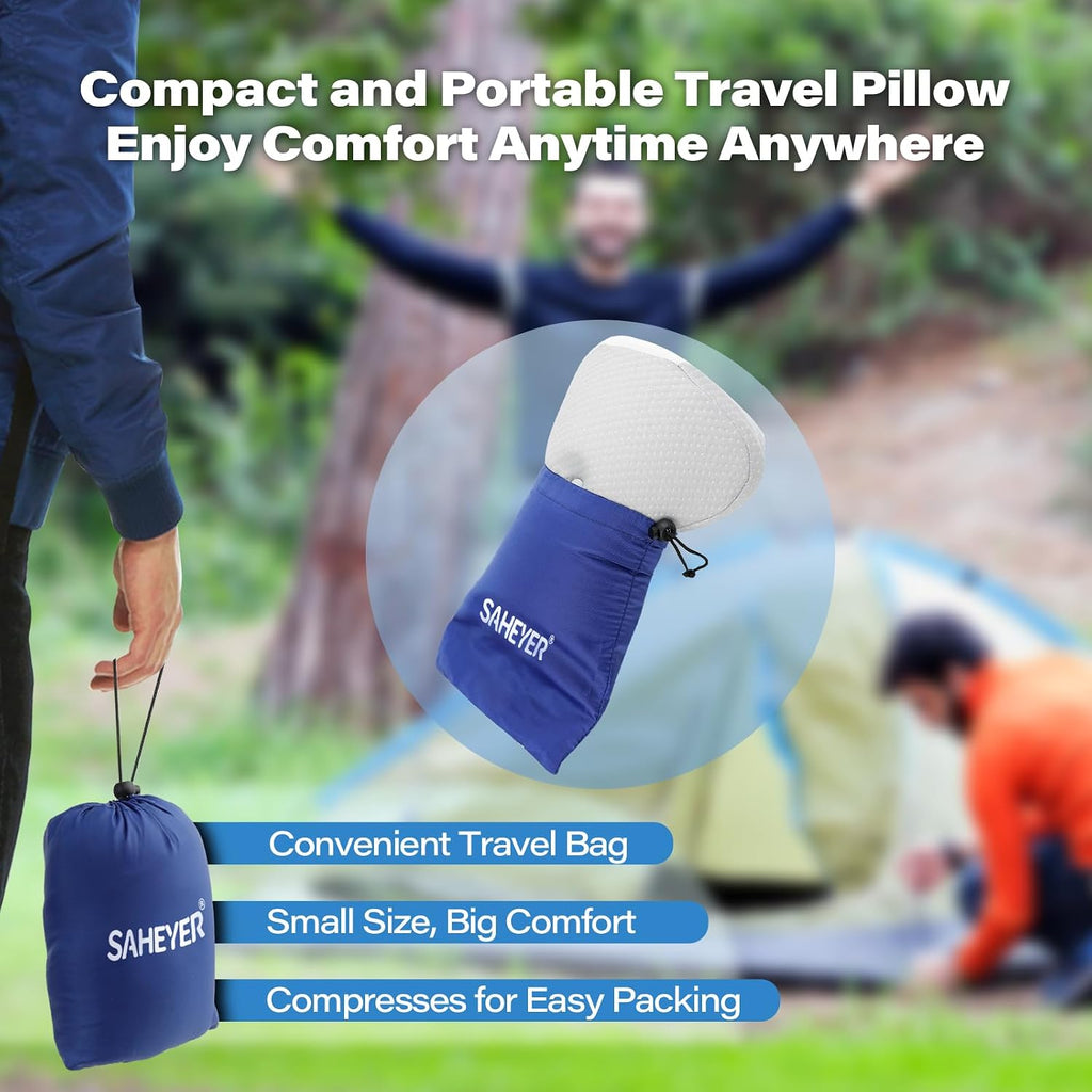SAHEYER Memory Foam Camping Pillow, Travel Pillows for Sleeping, Cervical Neck Support Camping Gear Accessories - Small Pillow Travel…