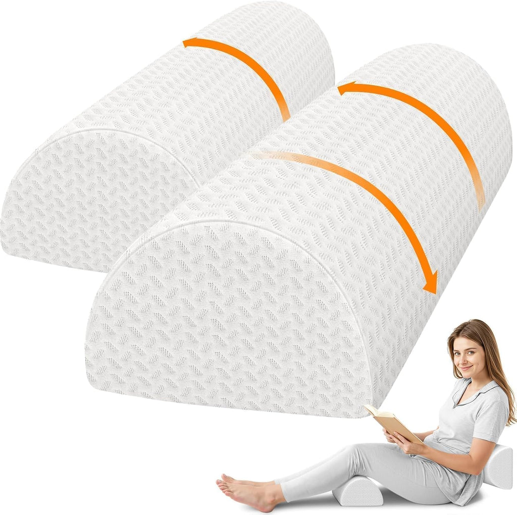SweetSlubr Large Knee Pillow for Side Sleepers, Half Moon Memory Foam Bolster Pillow for Legs, Ergonomic Design Wedge Elevation Pillo…