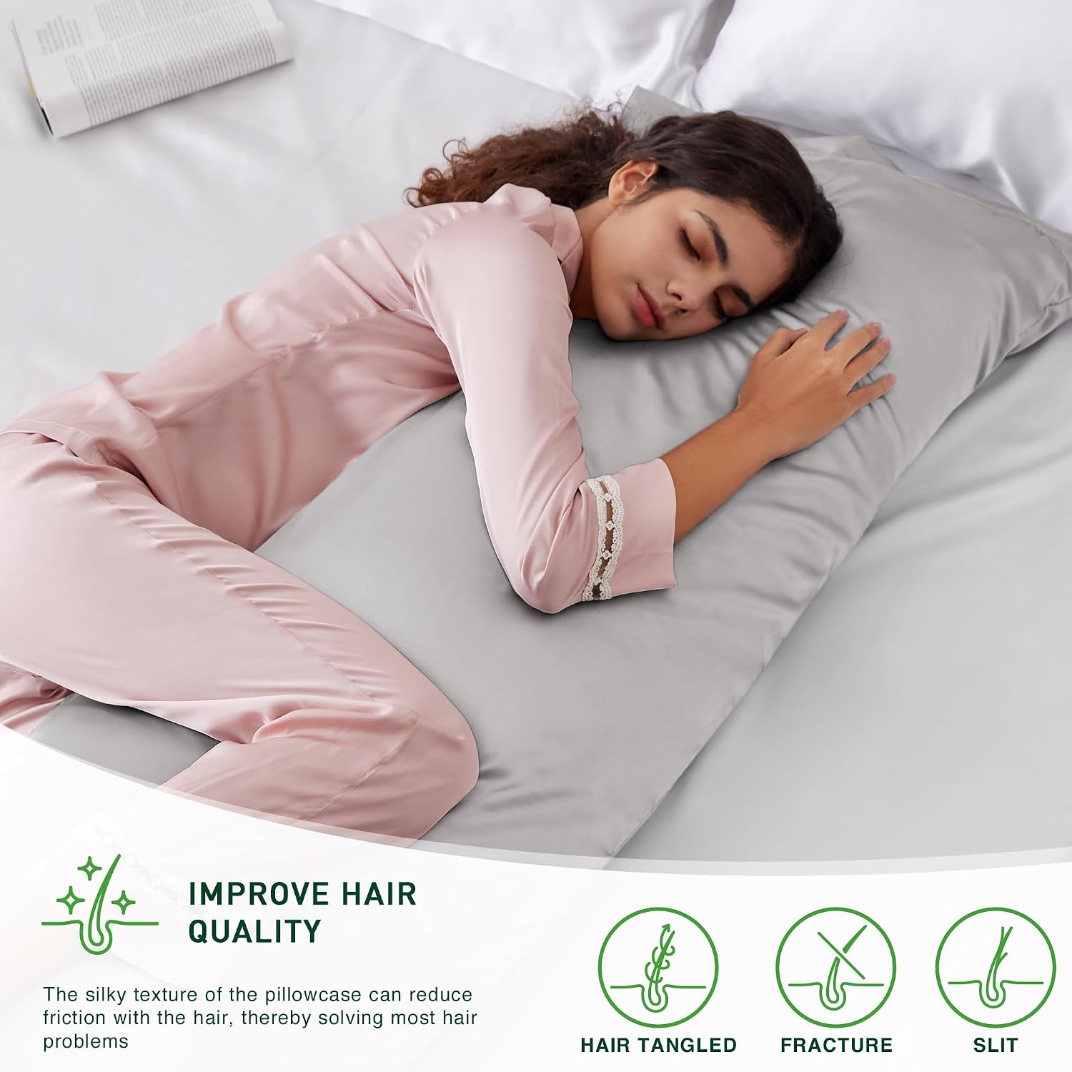 Lovescabin Love's cabin Satin Body Pillowcase 20x54, Cooling Pillow Cover for Hair and Skin, Silky Smooth with Envelope Closure, Similar to…