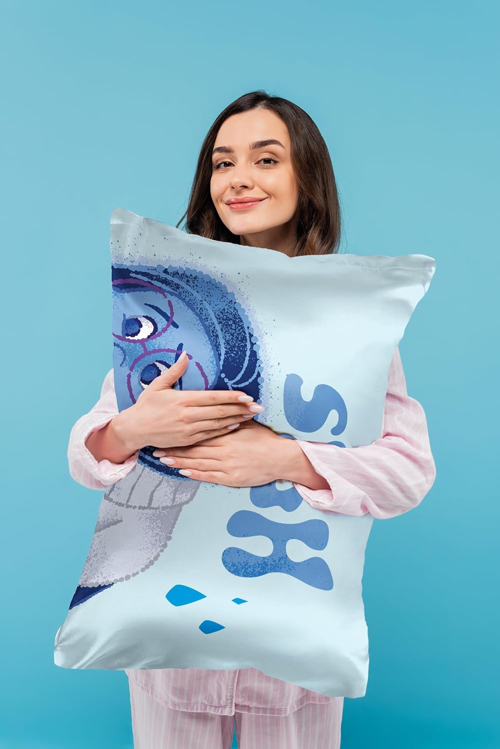 JayFranco Disney Pixar Inside Out Sadness Satin Pillowcase - Standard Size 20x30 Inch Silky Soft Blue Pillow Cover 30 inch Blue