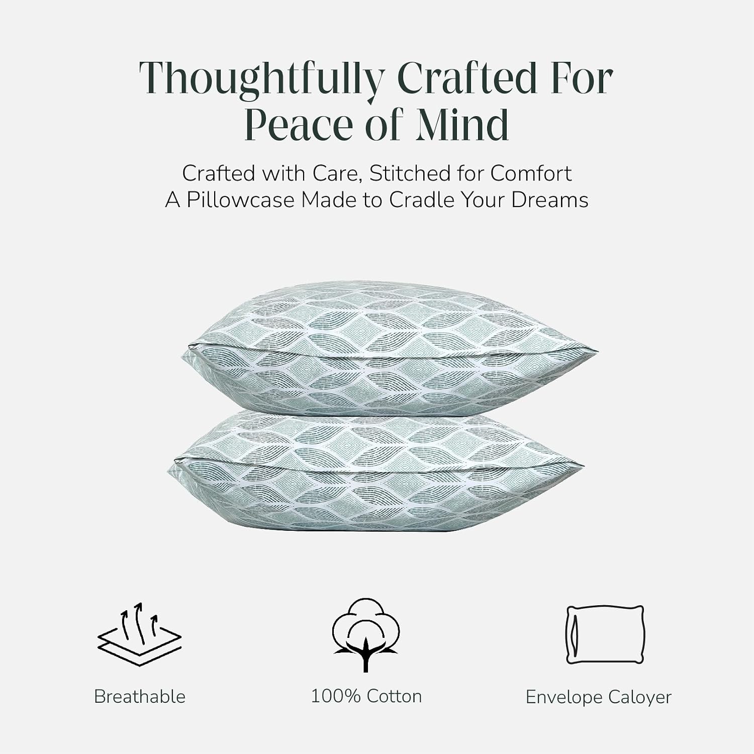 FEATHER & STITCH NEW YORK 100% Cotton 2 Piece King Pillow Cases, 300TC Ultra-Soft Pillowcases with Envelope Closure, Wrinkle- Fade- Stain…