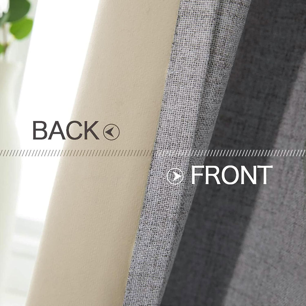 Miulee Linen Texture Curtains for Bedroom Solid 100% Blackout Thermal Insulated Grey Curtains Grommet Room Darkening Drapes Luxury Decor fo…
