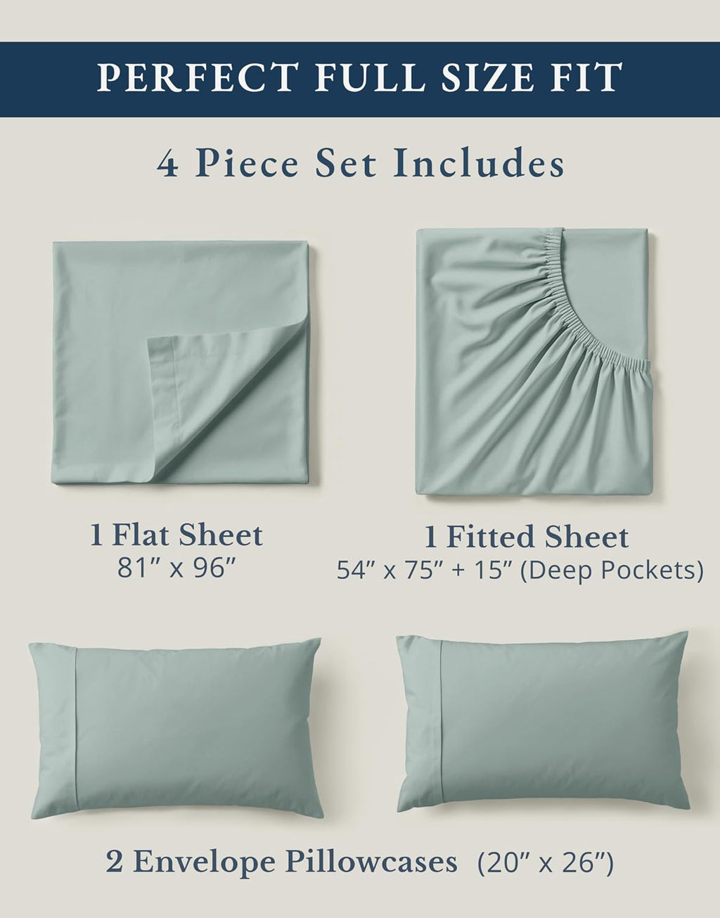 LaneLinen LANE LINEN 100% Organic Cotton Full Sheets Set 4-Piece Pure Percale Soft Bedding Breathable Fits Mattress Upto 15" Deep - French…