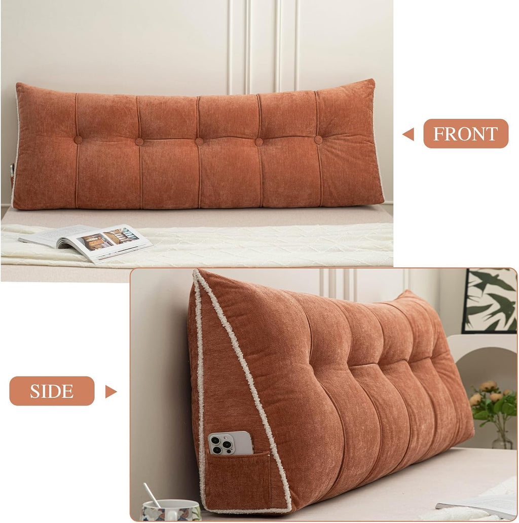 Foreate Headboard Pillow Twin, Chenille Triangular Wedge Pillow Headboard Twin Size, Reading Setting Backrest Daybed Pillows for Bed Sofa…