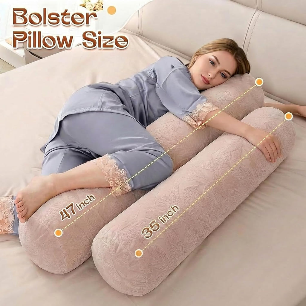 1 MIDDLE ONE Body Pillow for Adults, Bolster Pillow with Removable Velour Cover, Long Round Roll Cylinder Pillow for Bed, 47" x 7.87"…