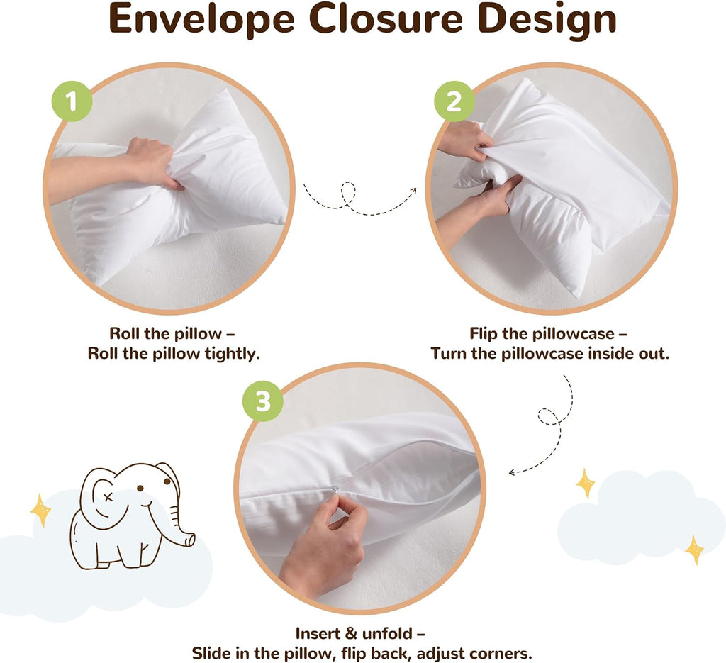 Ntbay 2 Pack Pillows with Egyptian Cotton Pillowcases, Soft Cotton Down Alternative 13x18 Envelope Pillows for Sleeping in Crib Bed - Machi…