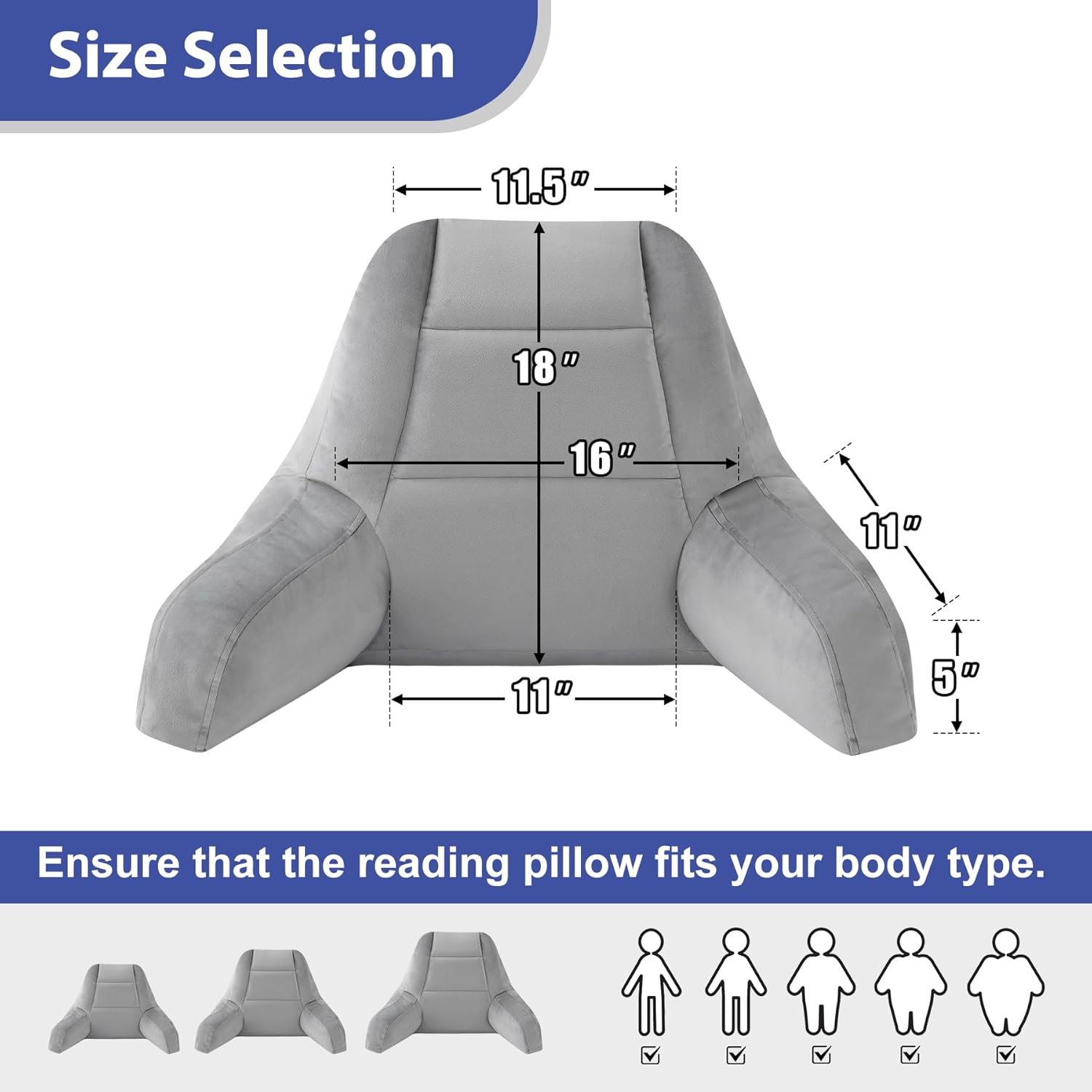 Iaseahk Back Pillow for Bed Sitting Up, Reading Pillows for Beds, Bed Pillow for Sitting up, Backrest Pillows with Arms for Adult, Filled w…