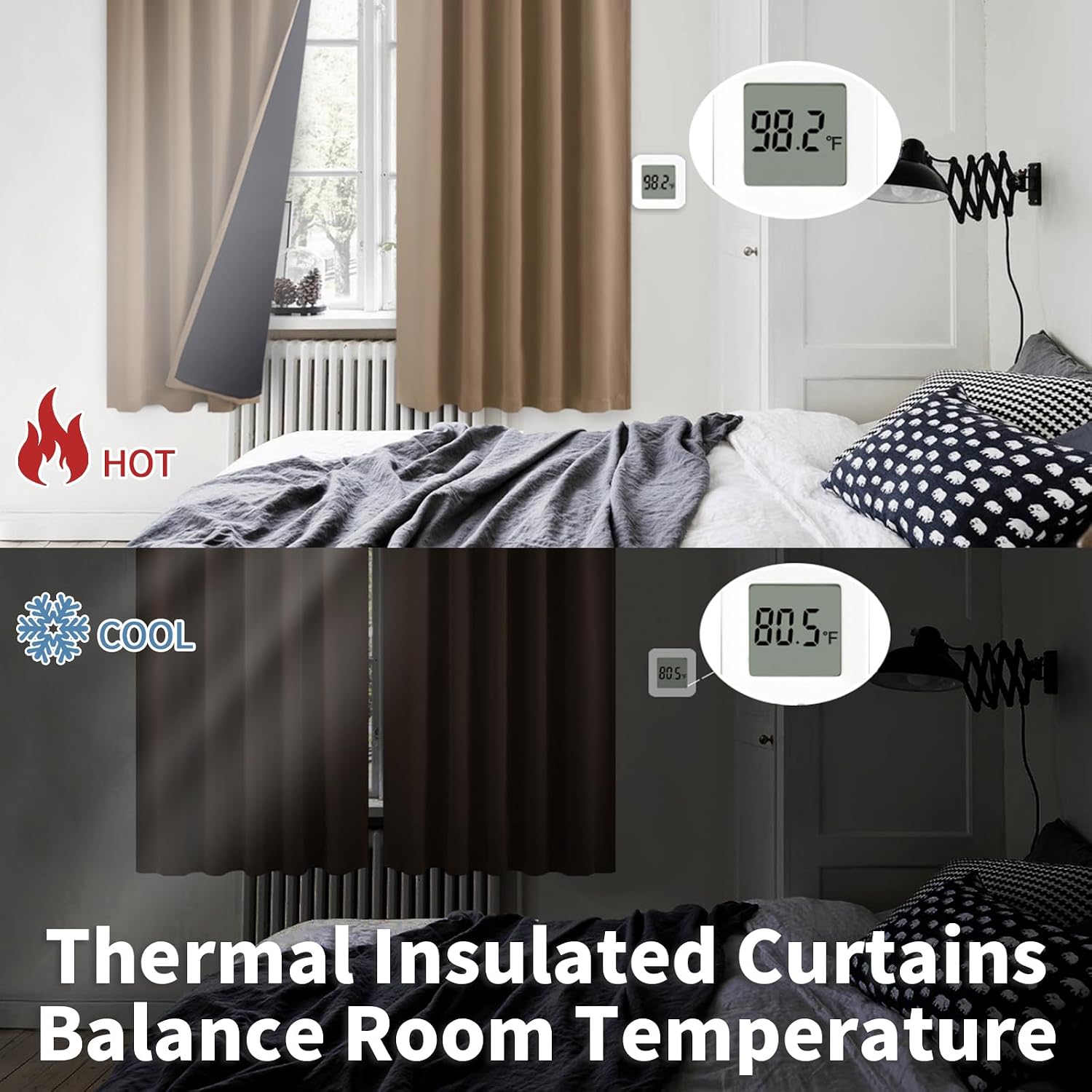 BGment 100% Room Darkening Thermal Insulated Blackout Curtains 72 Inches Long with Liner, Rod Pocket and Back Tab Double Layer Noise…