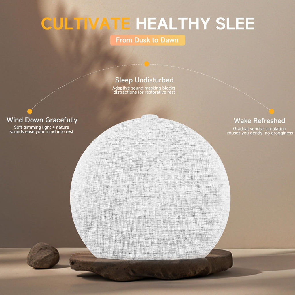 Geuuap Sunrise Alarm Clock White Noise Sound Machine for Bedroom | Natural Wake-Up Light with 30 Soothing Sleep Aids, Bluetooth Speaker…