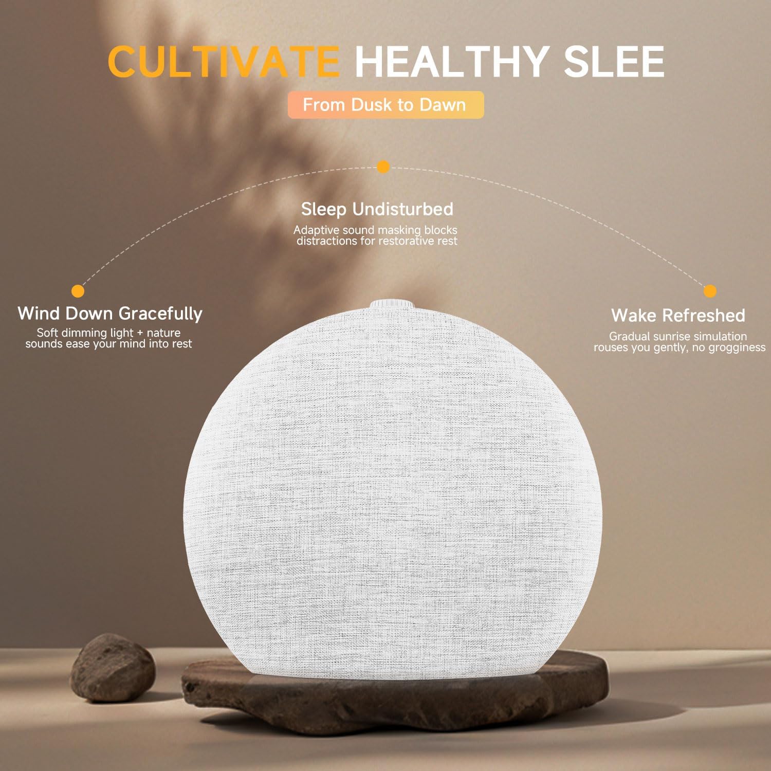 Geuuap Sunrise Alarm Clock White Noise Sound Machine for Bedroom | Natural Wake-Up Light with 30 Soothing Sleep Aids, Bluetooth Speaker…