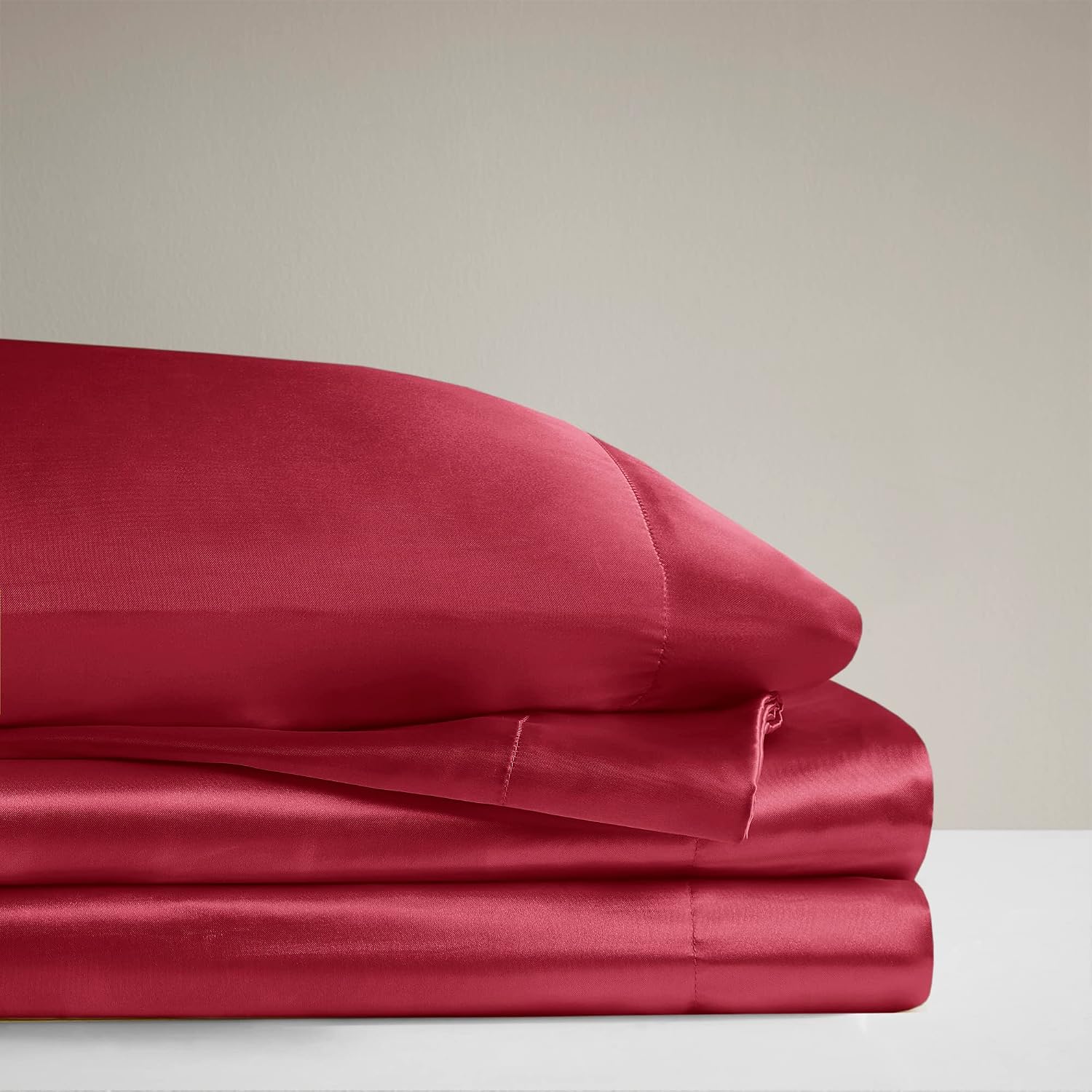 Madisonpark Madison Park Essentials Satin Sheet Set Luxury and Silky with Natural Sheen, Elastic 14" Pocket fits up to 16" Mattress, All Ar…