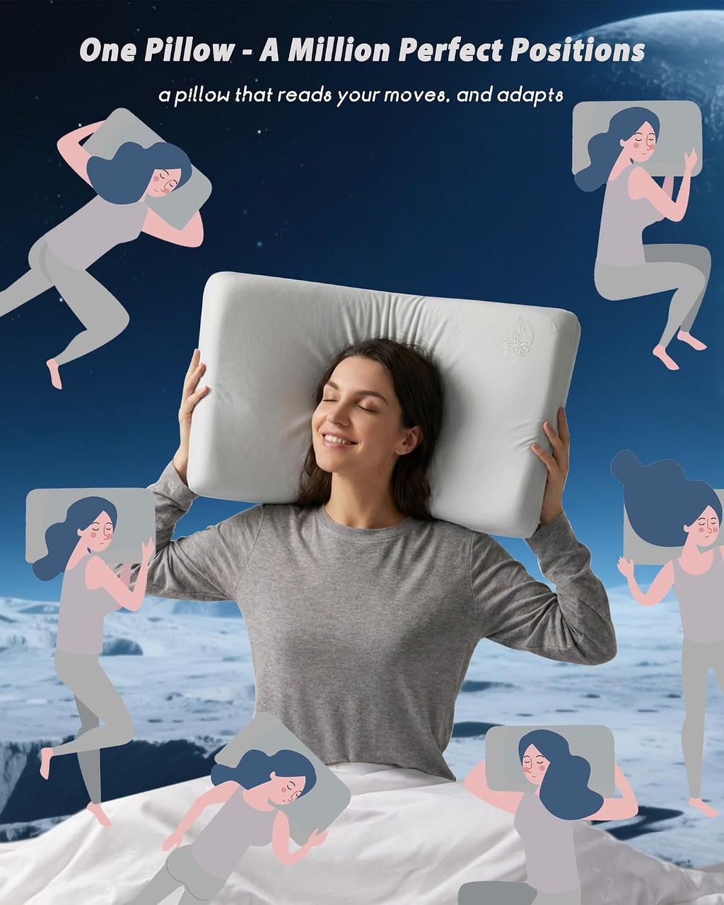 Mendale Memory Foam Pillows for Sleeping, Cooling Bed Pillow for Neck, Queen Size Contour Design for Side Back Stomach Sleepers with Trave…