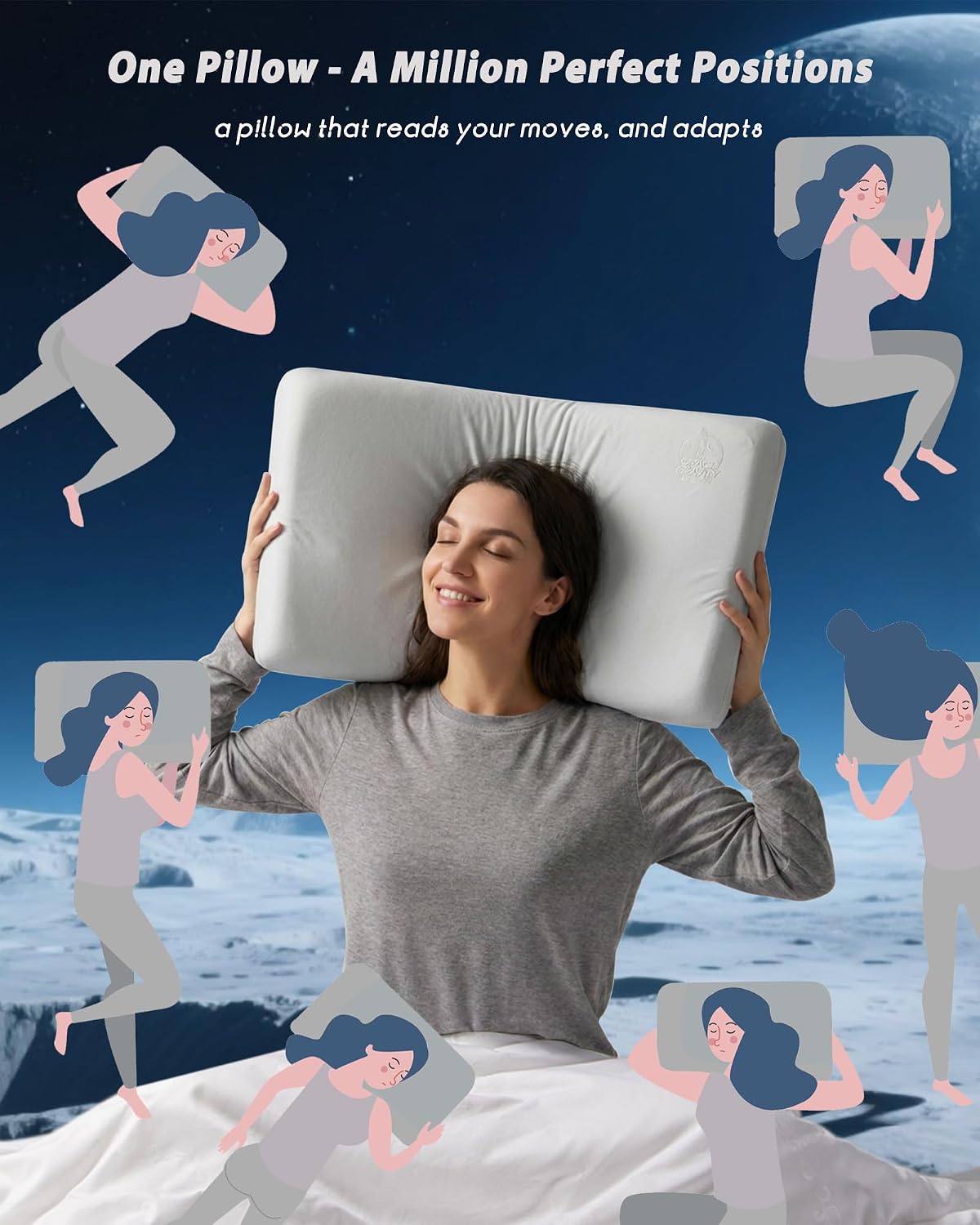 Mendale Memory Foam Pillows for Sleeping, Cooling Bed Pillow for Neck, Queen Size Contour Design for Side Back Stomach Sleepers with Trave…