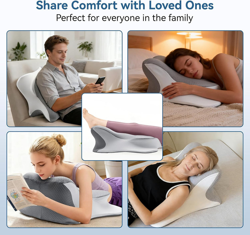 Ergonomic Memory Foam Reading Pillow - Wedge Back & Neck Support for Bed, Sofa & Floor - Relieves Acid Reflux, Back Pain & Arm Fatigue…