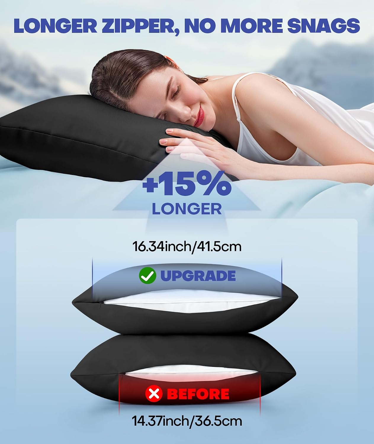 Rifens Ice Cooling Pillowcase for Hot Sleepers, Instantly Cool, Stays Cold All Night, Softer Than Silk Pillow Cases, Pillow Covers with Inv…
