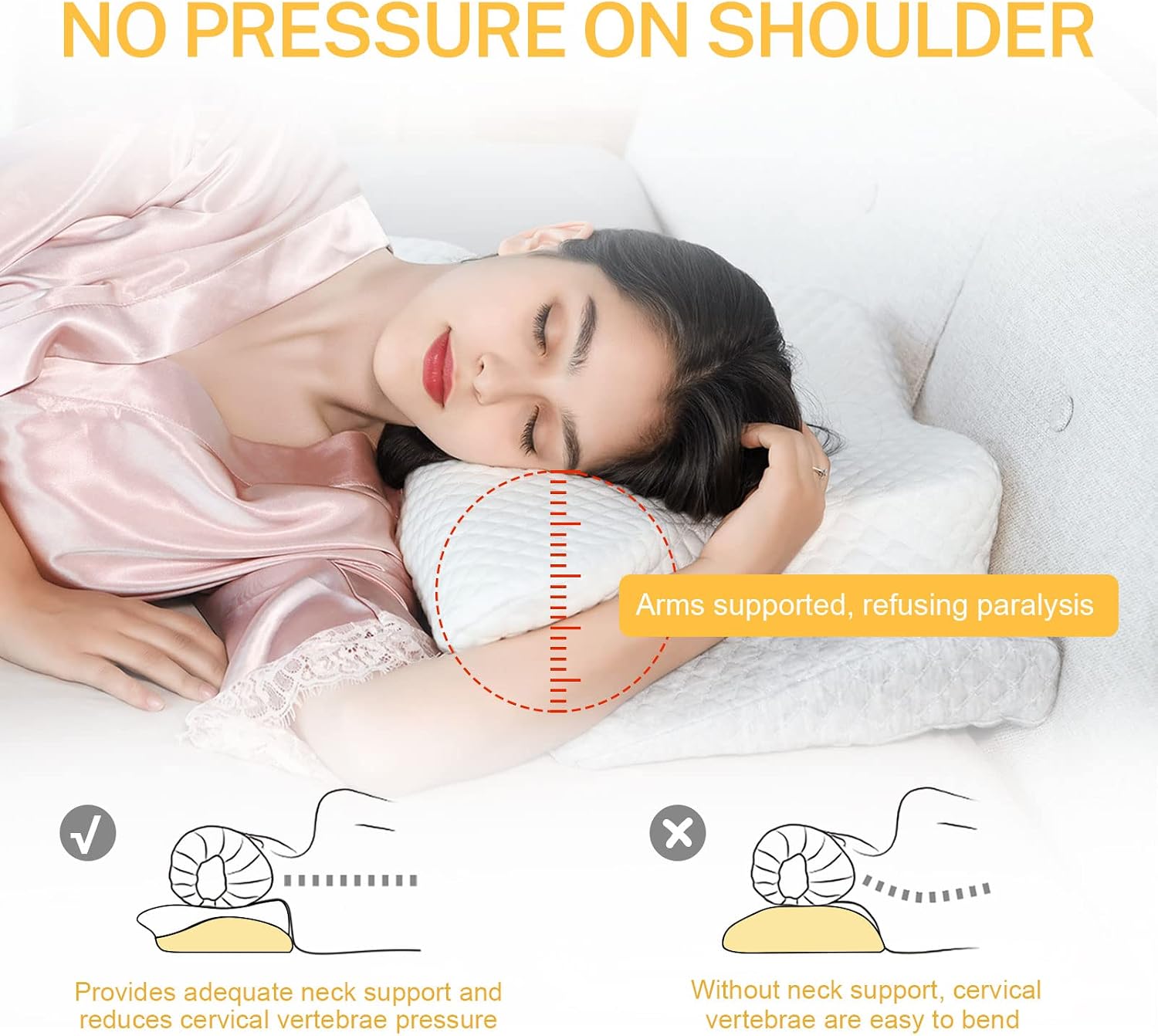 Misiki Cervical Neck Pillow for, Butterfly Contour Memory Foam Pillow for Side Back Sleepers, Ergonomic Bed Pillow with Washable Cover for…