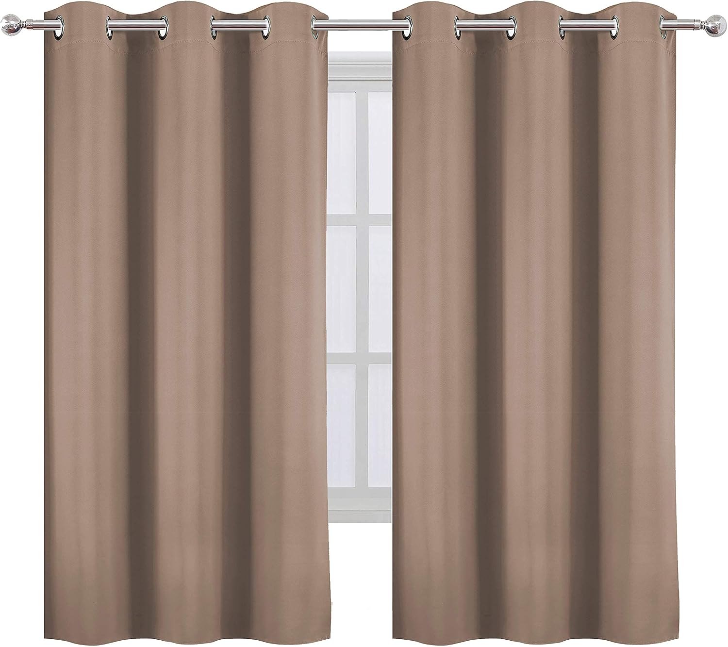Lemomo Cappuccino Blackout Curtains 38 x 54 Inch Length/Set of 2 Curtain Panels/Thermal Insulated Room Darkening Blackout Curtains for Bedr…
