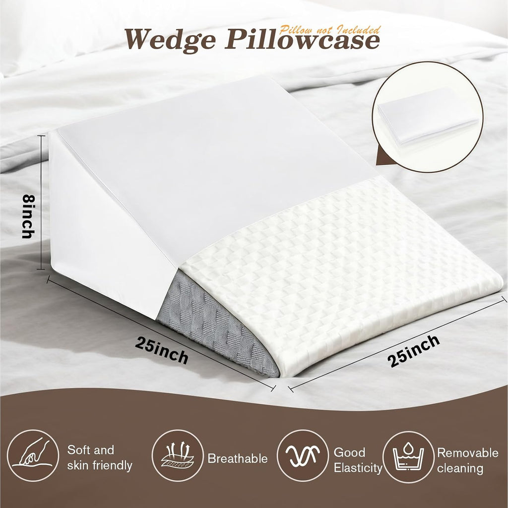 Wedge Pillow Case Cover for Style Protection, Thickened Satin Fabric Soft & Skin-Friendly, Wedge Pillow Cover with Zipper for Easy…