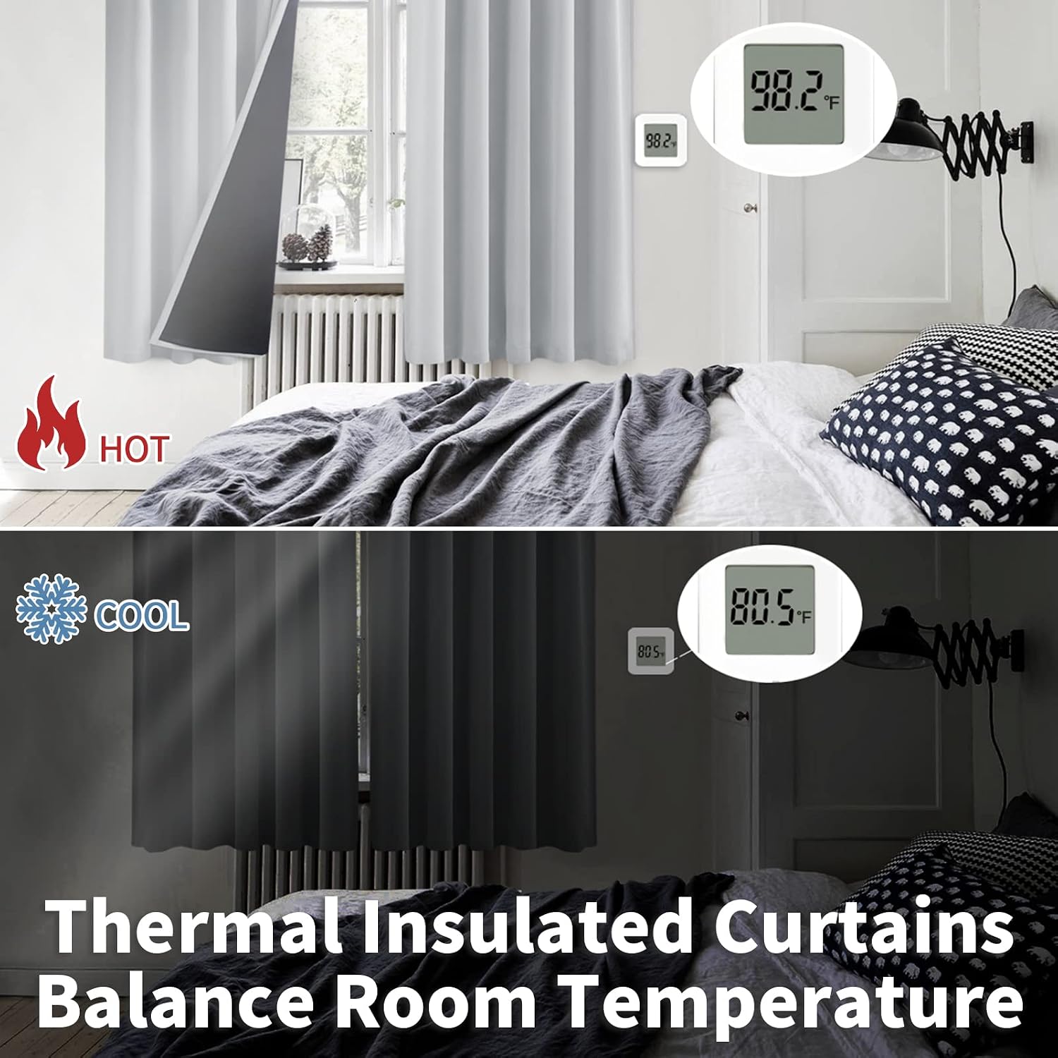 BGment Light Grey 100% Blackout Curtains 84 Inches Long with Reducing Noise Liner, Rod Pocket and Back Tab Double Layer Full Room…