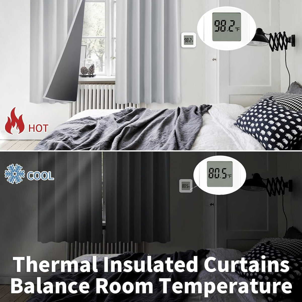 BGment Light Grey Short 100% Blackout Curtains 45 Inch Length with Black Liner, Rod Pocket and Back Tab Double Layer Full Room Darkening…
