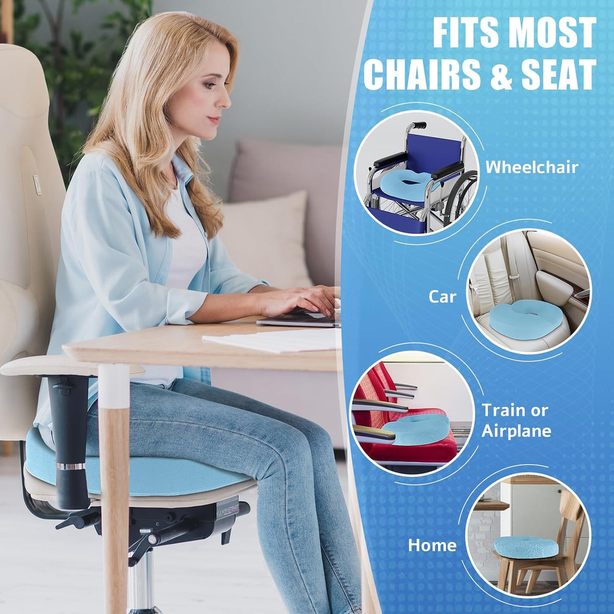 BlissTrends Donut Pillow Seat Cushion, Donut Chair Cushions for Postpartum Pregnancy & Hemorrhoids, Tailbone Cushion, Lifting Cushions for…