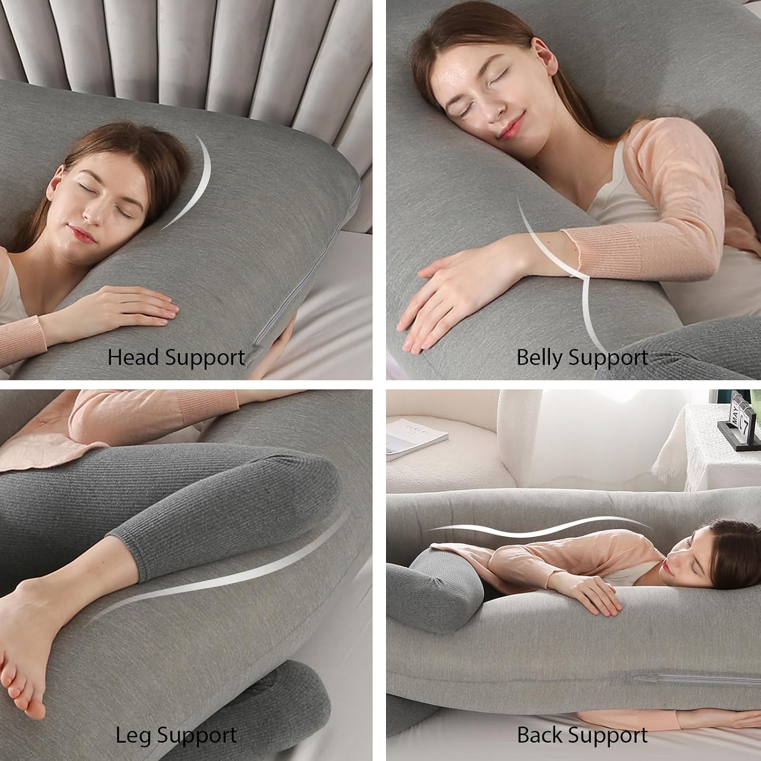 Amagoing Pregnancy Pillows with Cooling Cover, U-Shape Full Body Pillow for Sleeping, Support for Back, Legs, Belly, HIPS for Pregnant Wome…