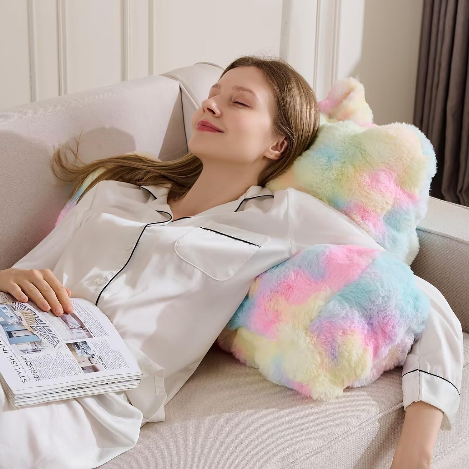 Animebody Reading Pillows for Boyfriend Adult, Velvet Back Pillow Bed Wedge Large, Back Rest Support Cushion for Sitting in Bed Kids Childre…