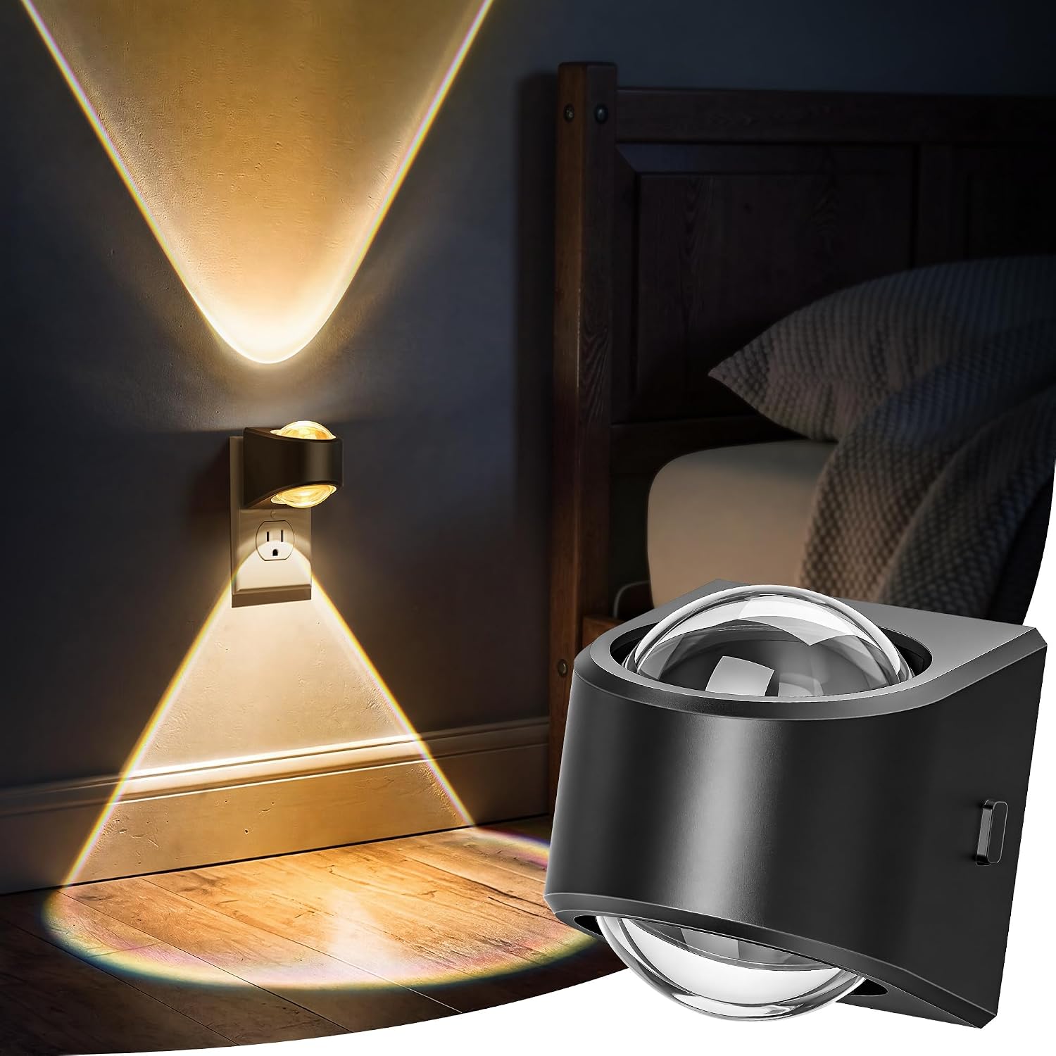 Briignite Projector Night Light, Night Lights Plug into Wall, Soft White for Bedroom, Dimmable Brightness Dusk to Dawn Nightlight for…