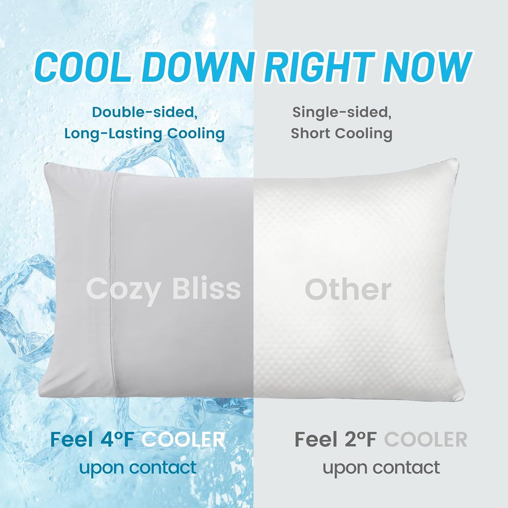 CozyBliss Cozy Bliss 2pcs Cooling Pillow Cases Set for Hot Sleepers & Night Sweats, Q-Max 0.5 Silky Wrinkle-Free Pillow Covers with Envelop…