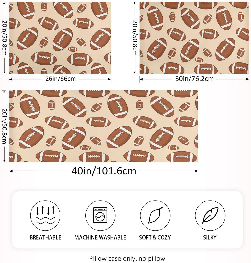 Sports Football Khaki Pillow Covers Silk Pillowcase for Hair and Skin Soft Breathable Smooth Cooling Satin Pillowcase King Size Pillow…