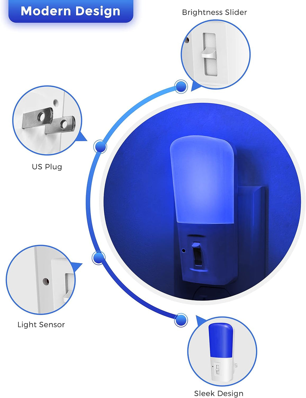 L LOHAS LED Blue Night Light Plug in, Dimmable Decorative Wall Blue Light LED Night Lights with Dusk to Dawn Sensor, Adjustable…