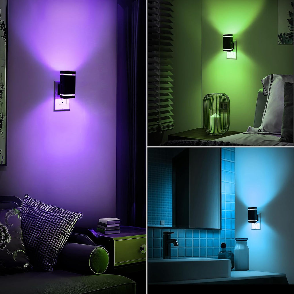 DORESshop Color Changing Night Lights [2 Pack], Night Lights Plug Into Wall, 8 Color LED Night Light, Night Light with Dusk to Dawn…