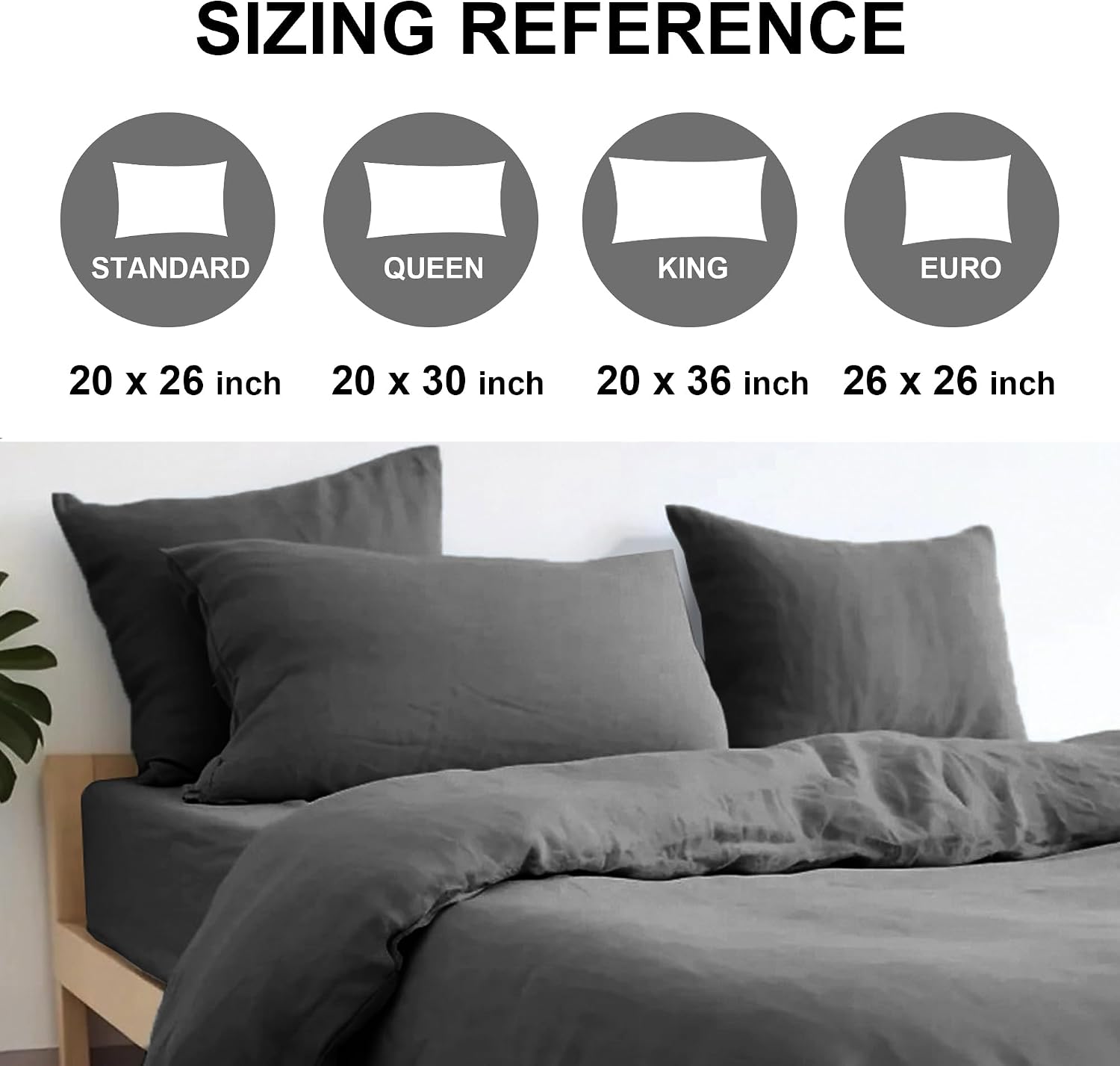 Chuffed Linen Pillow Case 2 Pack 100% Linen Standard Pillowcases, Breathable and Cooling Washed Pillow Shams with Zipper Closure, 20x26 Inc…