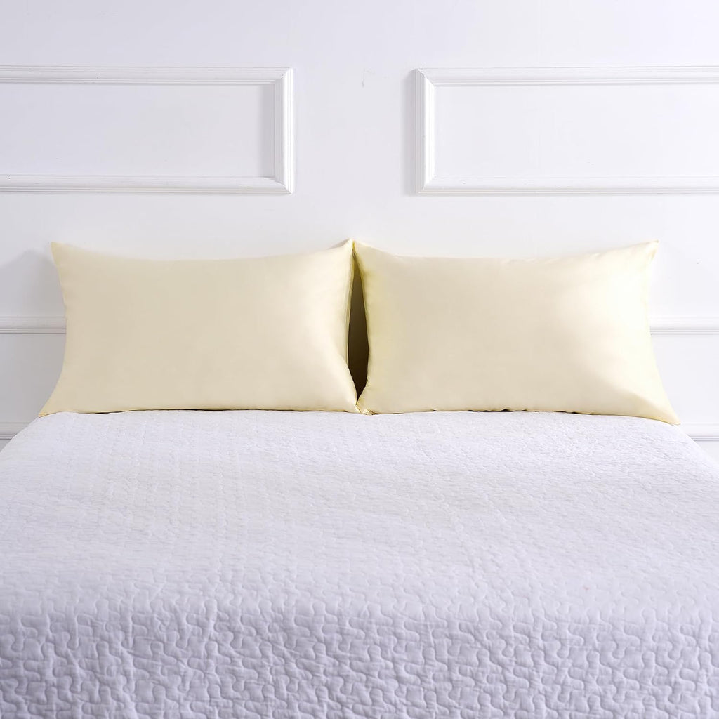 BestSeason Cotton Pillow Protectors/Cases Queen Size with Zipper 2 Pack Ivory Color, Cooling & Breathable Bed Pillow Protectors Set of 2 Pil…