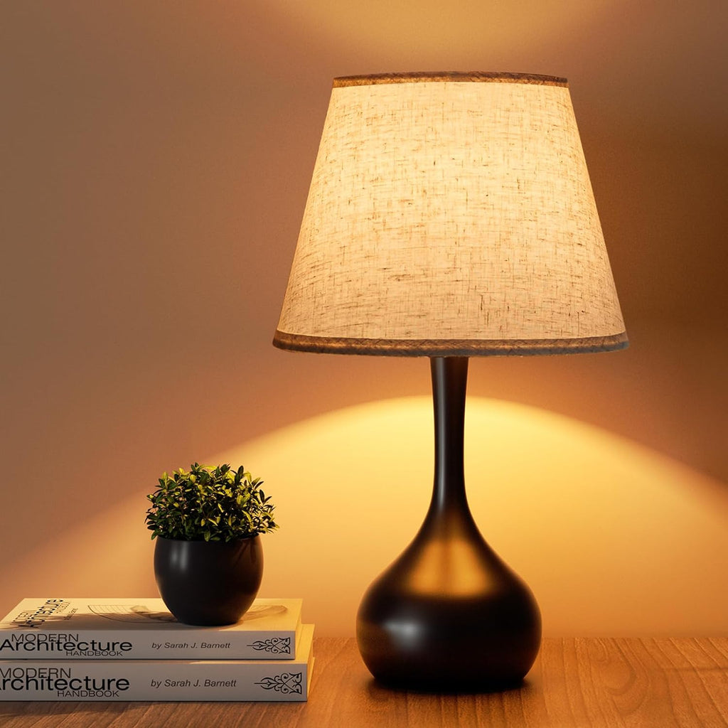 ONEWISH Touch Bedside Lamp for Bedroom, 3-Way Dimmable Farmhouse Table Lamps for Nightstand with Fabric Shade, Desk Lamp for Kids…