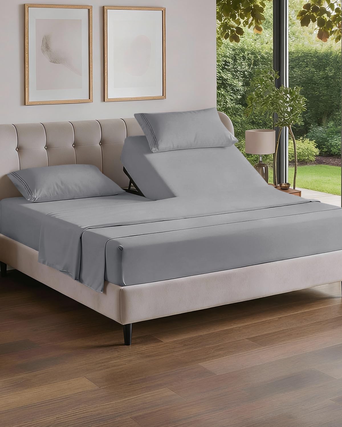 Flex Top Split Head King 4 Piece Sheet Set - Ultra-Soft, Breathable & Cooling Bed Sheets Set - Hotel Luxury Bedding for Women & Men with…