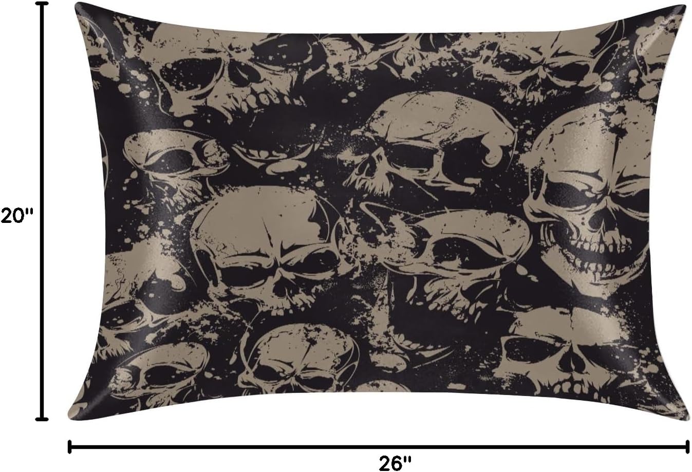 Halloween Satin Silk Pillowcase for Hair and Skin Halloween Skull Goth Pillow Cases Standard Size Vintage Grey Soft Silk Pillow Case with…