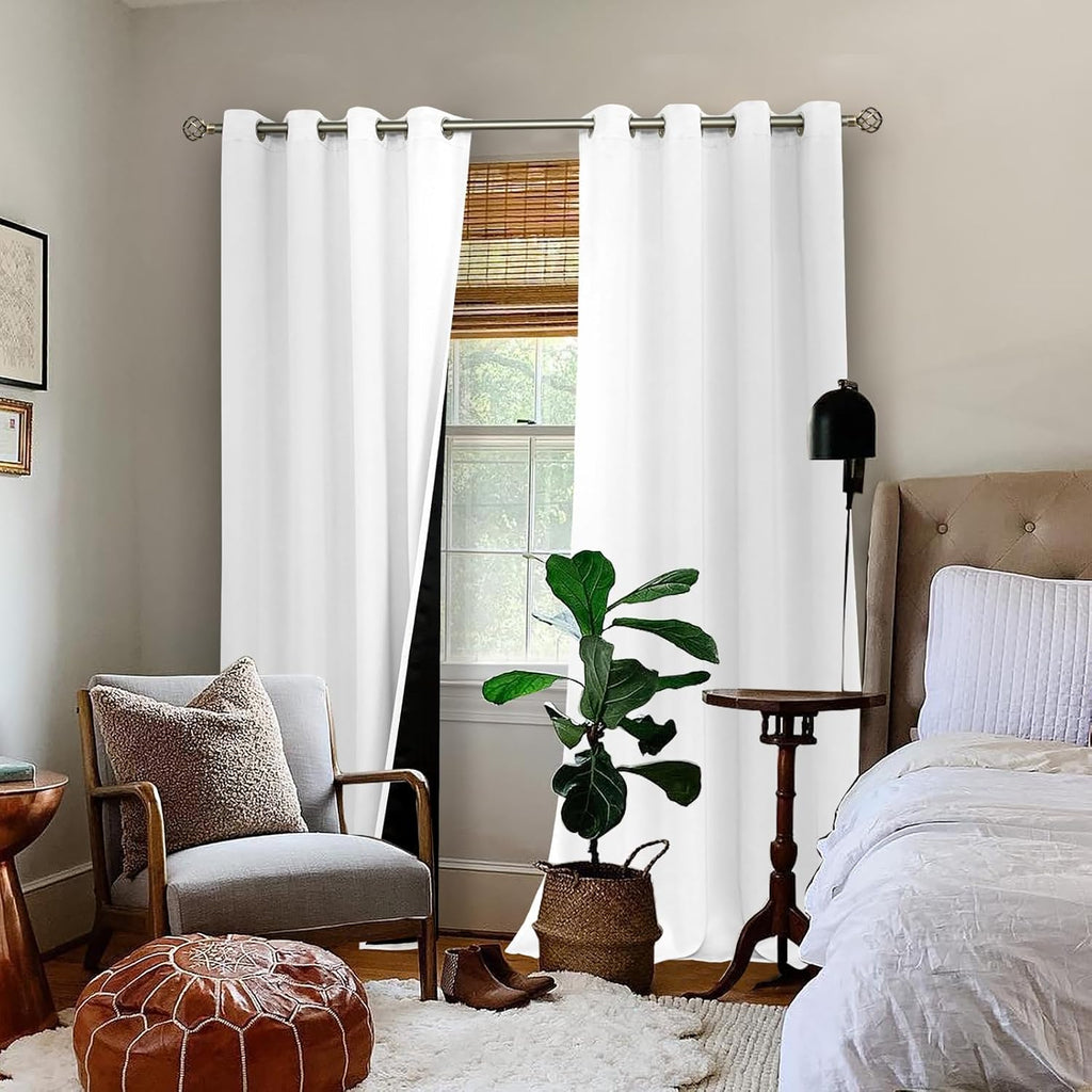 BGment White Blackout Curtains 95 Inches Long 2 Panels Set for Living Room, Thermal Insulated 95 Length Curtains & Drapes, Grommet 100% Bla…