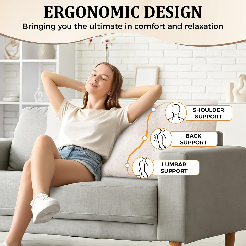 Reading Bed Rest Pillow with Side Pocket for Daybed Resting Reading Large Bolster Cushion Headboard Backrest Wedge Pillow Twin for…