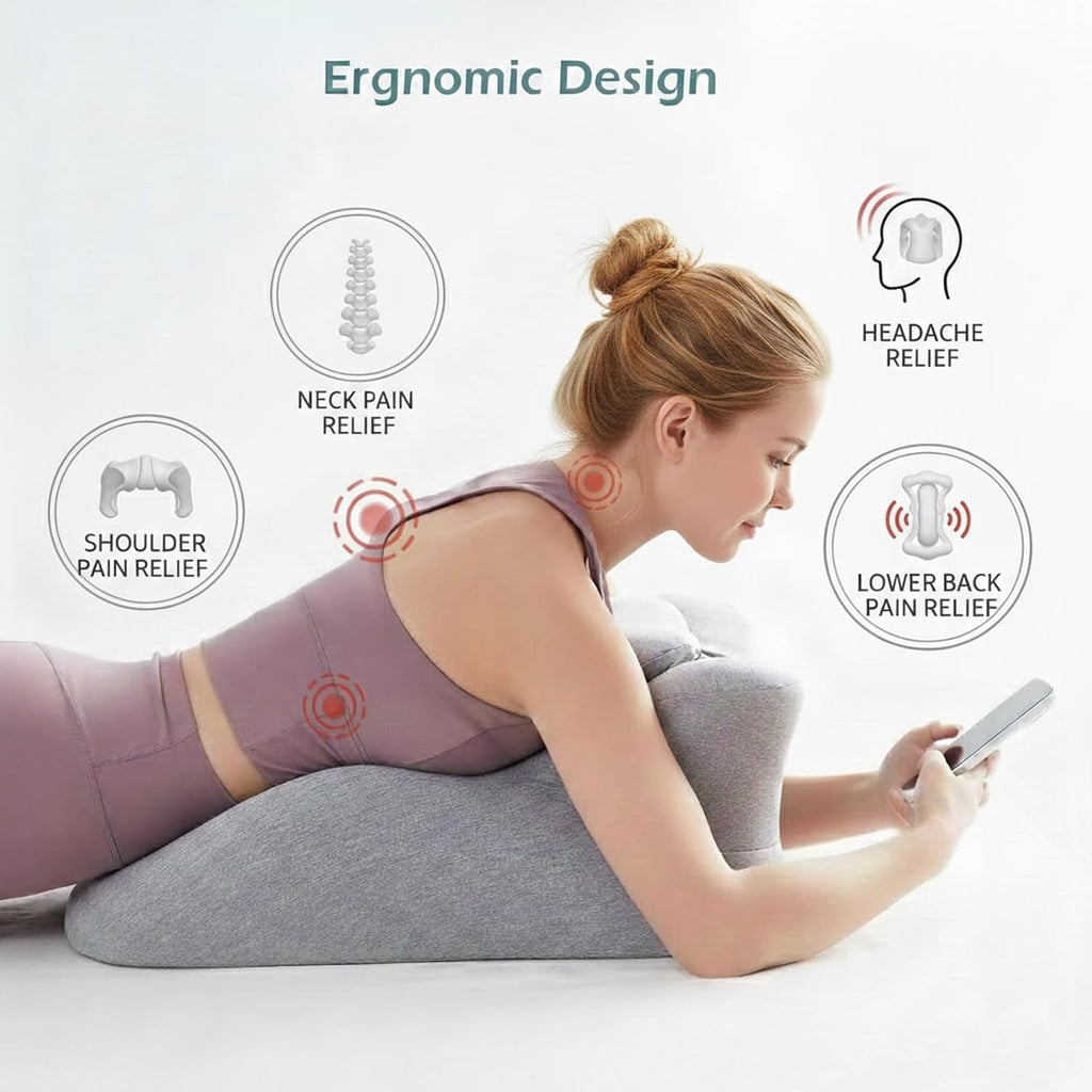 StarAneer Memory Foam Ergonomic Wedge Pillow & Reading Pillow – Orthopedic Support for Neck, Back & Legs – Ideal for Sleeping, Elevating &…