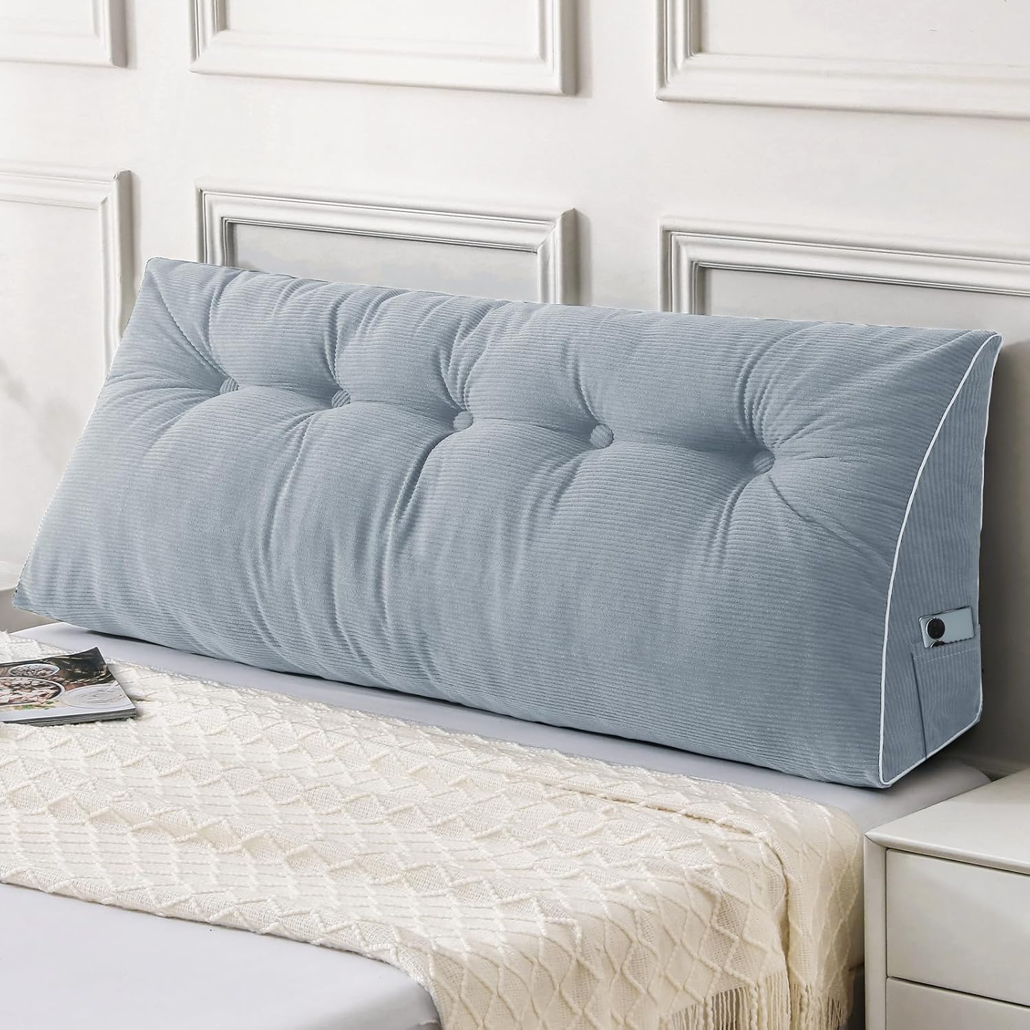 Sasttie Headboard Pillow Full, Wedge Pillow Headboard for Sitting Up in Bed, Back-Rest Support Triangular Cushion for Reading - Features Re…
