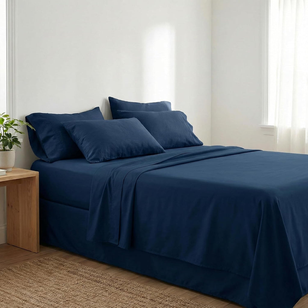 Perupima Peru Pima 285 Thread Count Percal Queen Sheet Set - 100% Peruvian Pima Cotton, 4 Piece (Flat, Fitted, 2 Pillowcases) - Cooling, Cr…