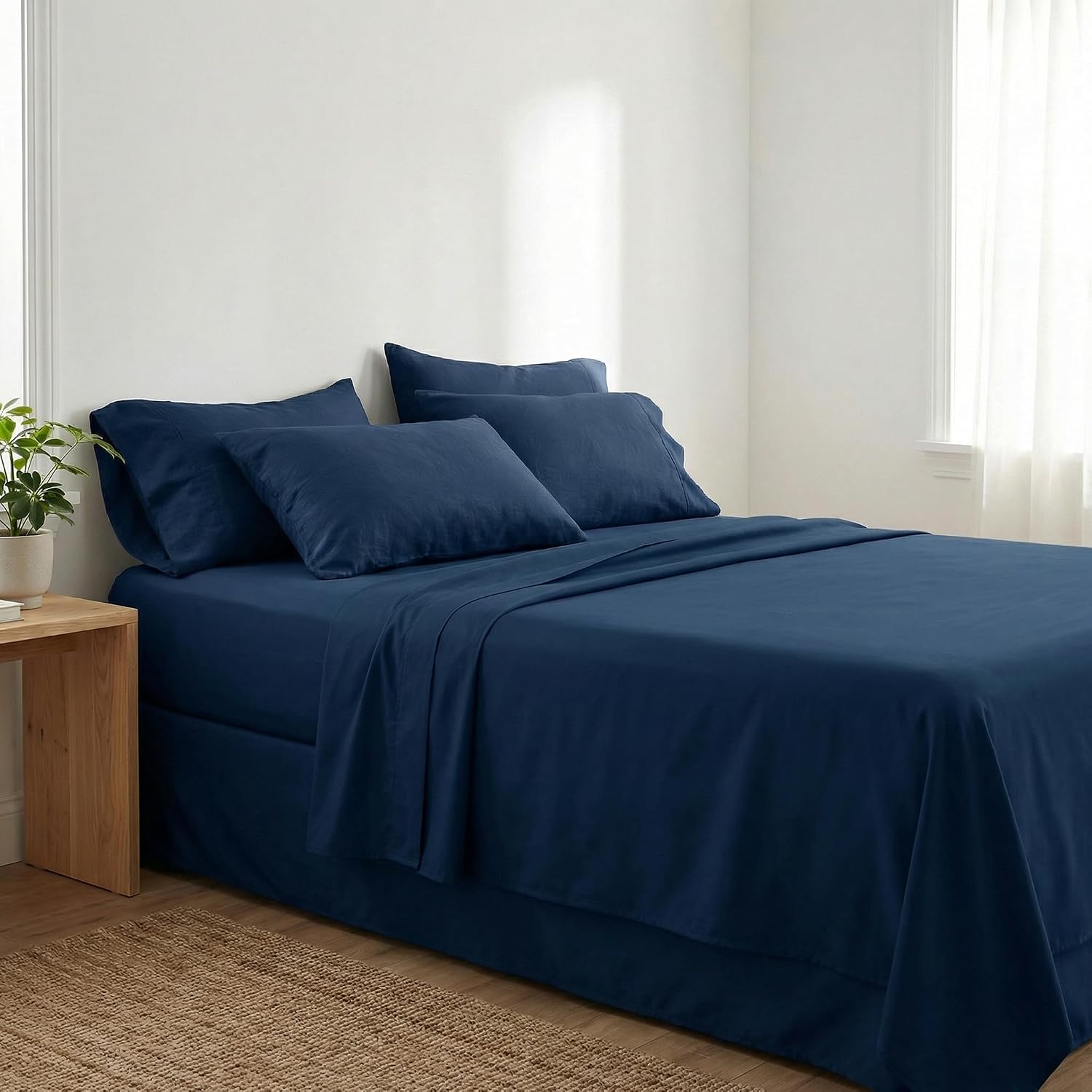 Perupima Peru Pima 285 Thread Count Percal Queen Sheet Set - 100% Peruvian Pima Cotton, 4 Piece (Flat, Fitted, 2 Pillowcases) - Cooling, Cr…