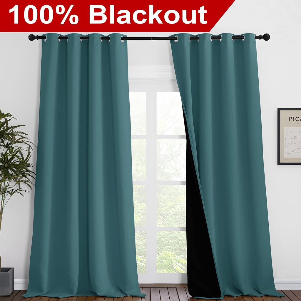 Nicetown 100% Blackout Curtains 102 inches Long, Noise Reduction Window Treatment Curtains, Thermal Insulated Energy Smart Drapes and Drape…