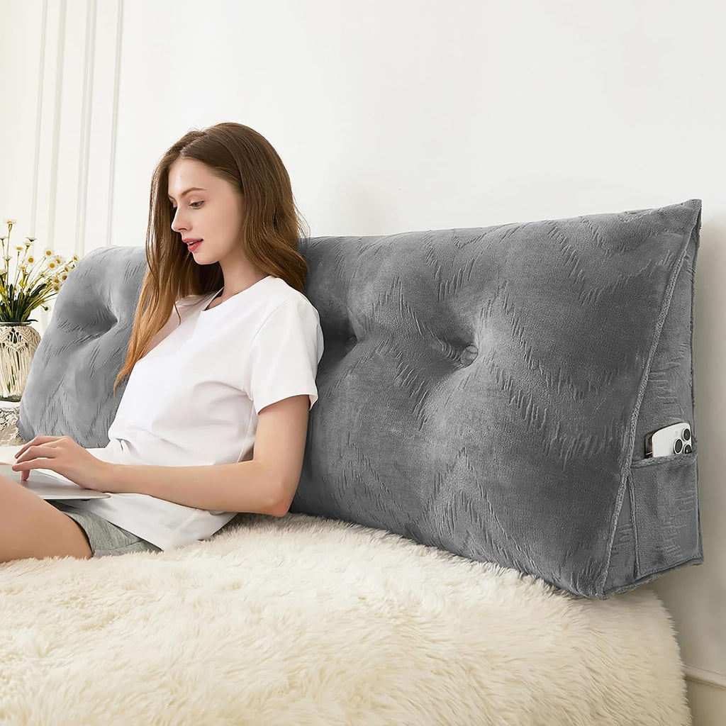 Zelladorra Headboard Pillow for Bed, Triangular Wedge Pillow Headboard Soft Support While Reading and Resting, Bed Bolster Cushion…