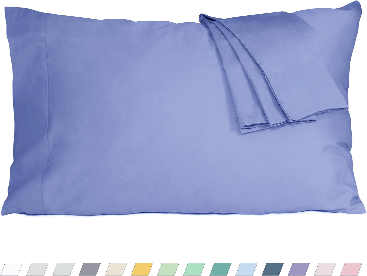Homtec Pillow Cases, King Size Cotton Percale Weave Pillowcases, Pre-Shrunk Breathable and Hypoallergenic Pillowcases, Set of 2 (2 Piece Ki…